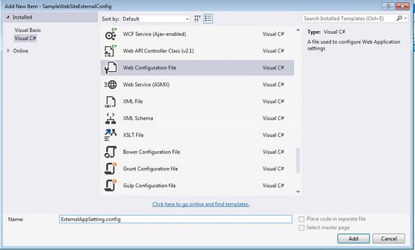 Naming the external configuration file