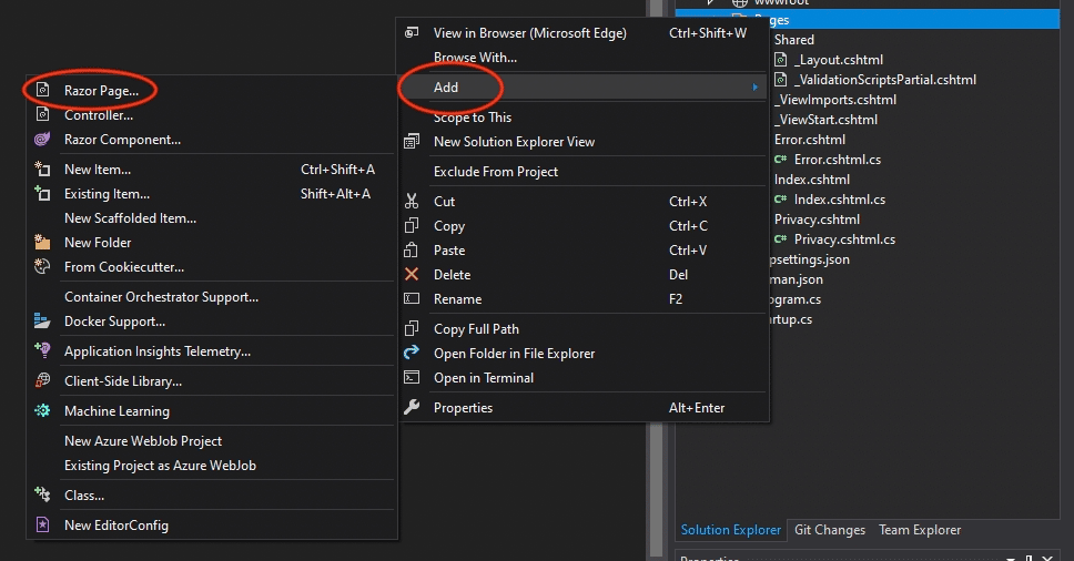 Add Razor Page