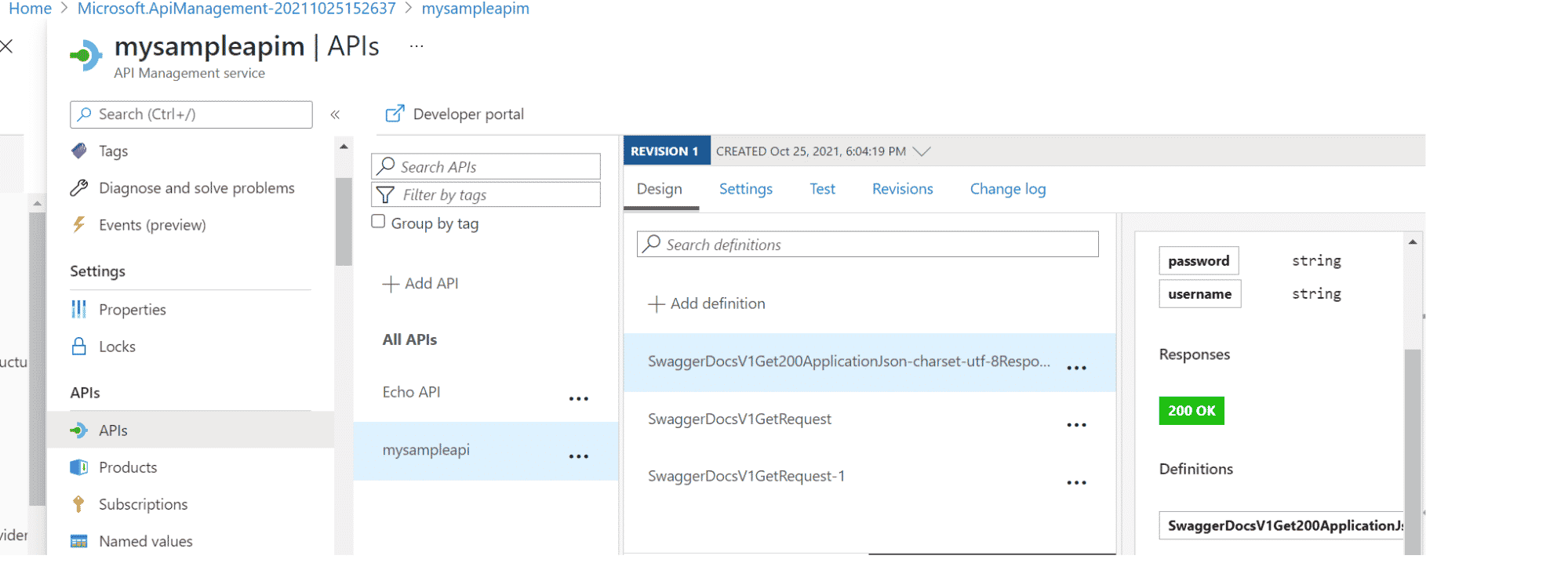 Azure API Import example