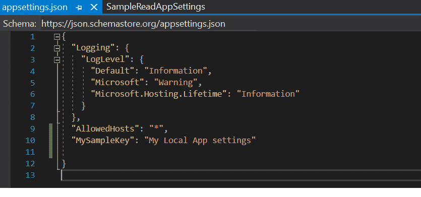 Azure App Settings JSON