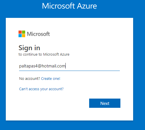 Azure Portal Login