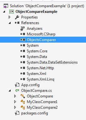 Object compare console project created