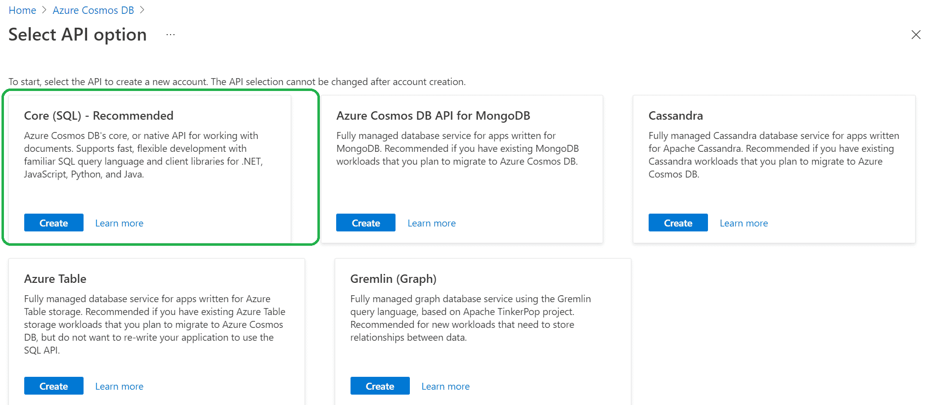 Azure CosmoDB Access API