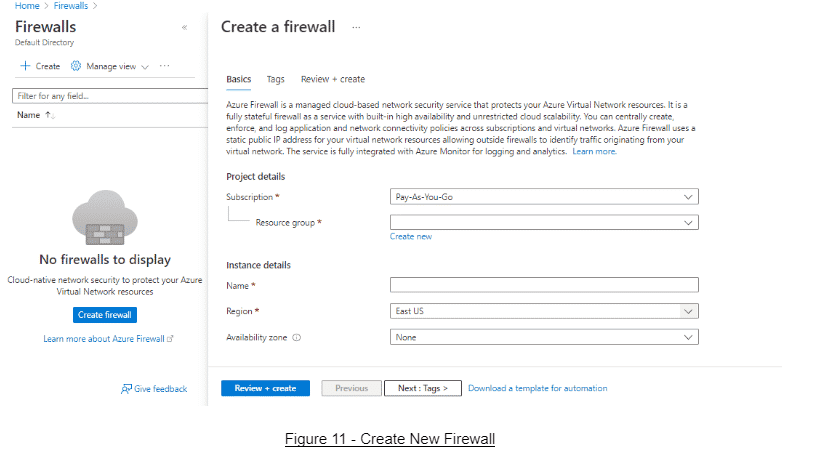 Create a New Firewall in Azure Firewall