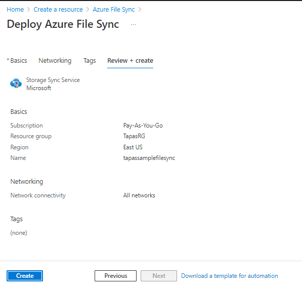 Deploy Azure File Sync