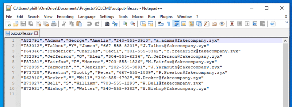 Final SQL Output in Notepad++