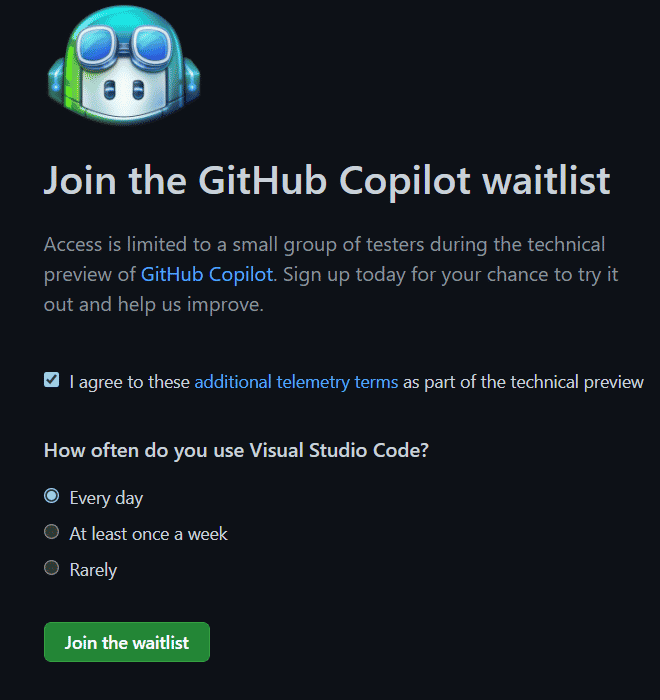 GitHub Copilot Waitlist