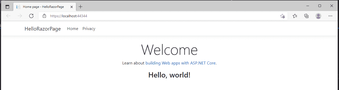 Razor Pages Hello World