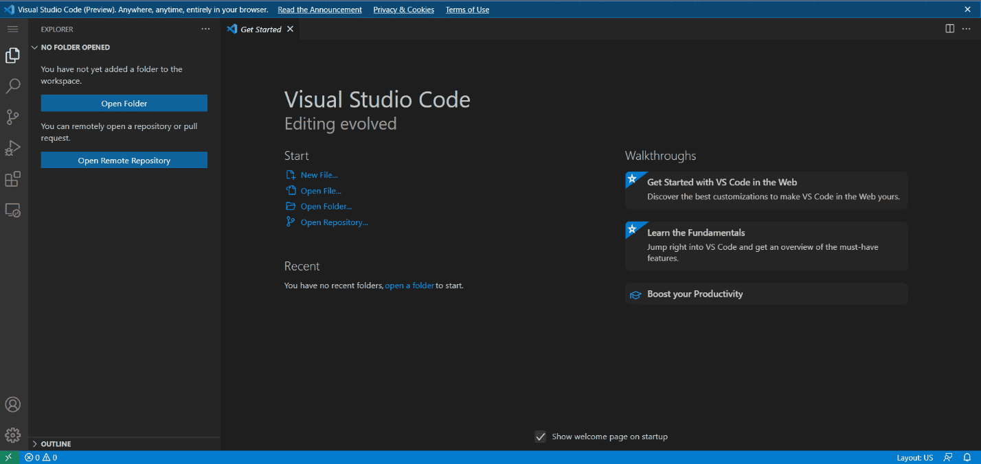 Visual Studio Code for the Web and Chrome